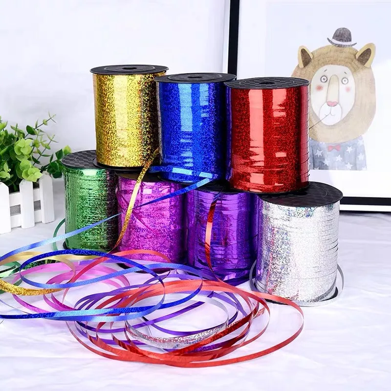 250Yards Foil Balloon Laser Ribbon Rose Gold Balloon Strings Event&Party Supplies Curling Birthday Party Wedding Decoration