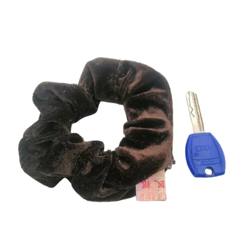 Portable ⁣Hidden Safe Sight Secret Hair Tie Storage Case Hair Scrunchie With Zipper Hide Key Cash jewelry For Travel Outdoor