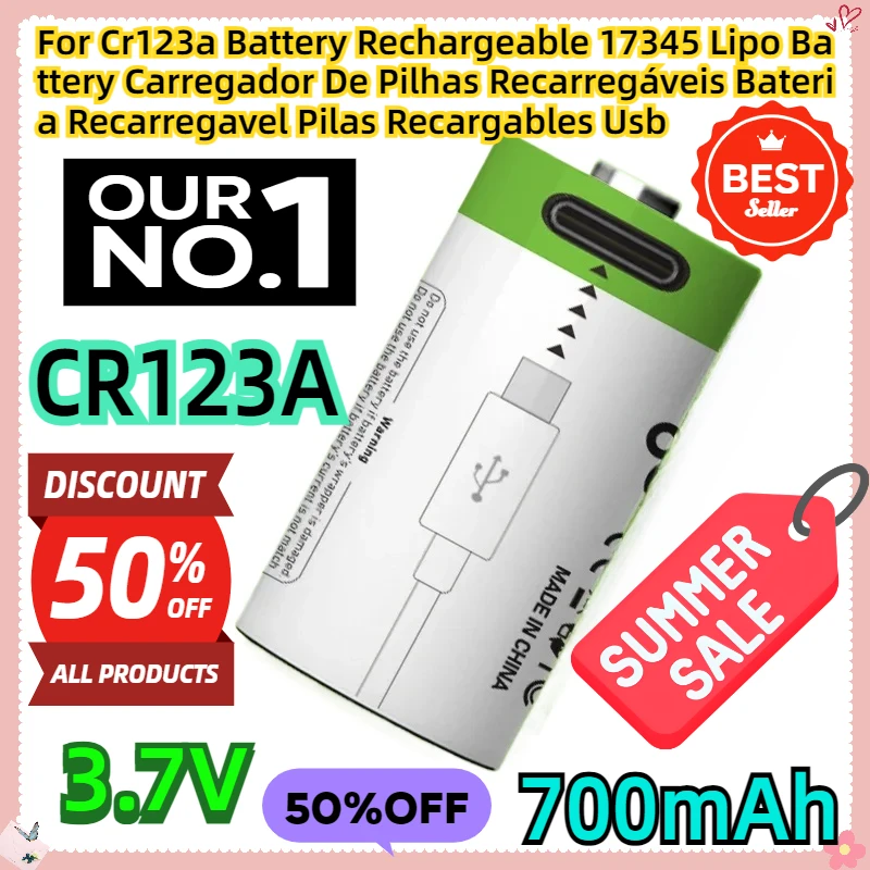 For Cr123a Battery Rechargeable 17345 Lipo Battery Carregador De Pilhas Recarregáveis Bateria Recarregavel Pilas Recargables Usb