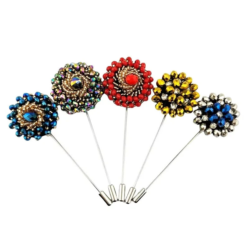 BoYuTe (5 Pieces/Lot) Hand Sewing Beads Lapel Pin Fashion Design Men's Suit Brooch Boutonniere