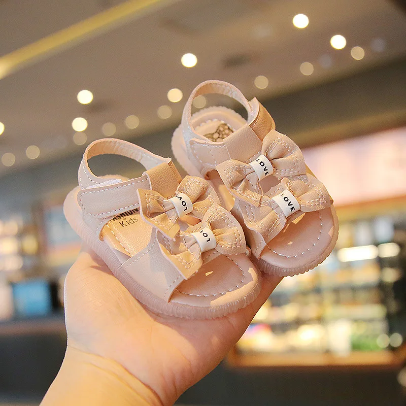 Children Cute Bow Princess Beach Shoes Summer Infant Toddler Sandals for Girls Non-Slip Soft Sole Comfortable Casual Baby Shoes