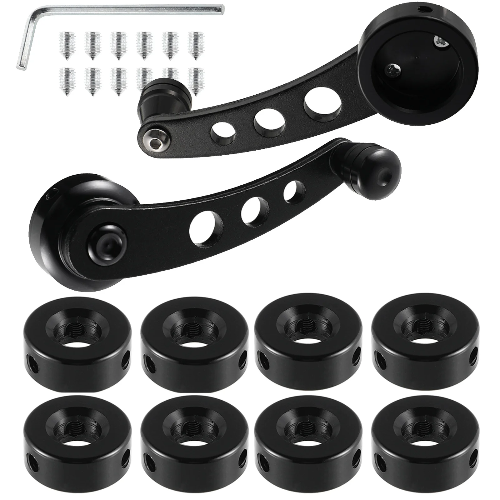 

1Set Car Window Shake Handle Universal Aluminum Winders Crank Rocker Car Doors Crank Handles Replacement Set Left Right Black