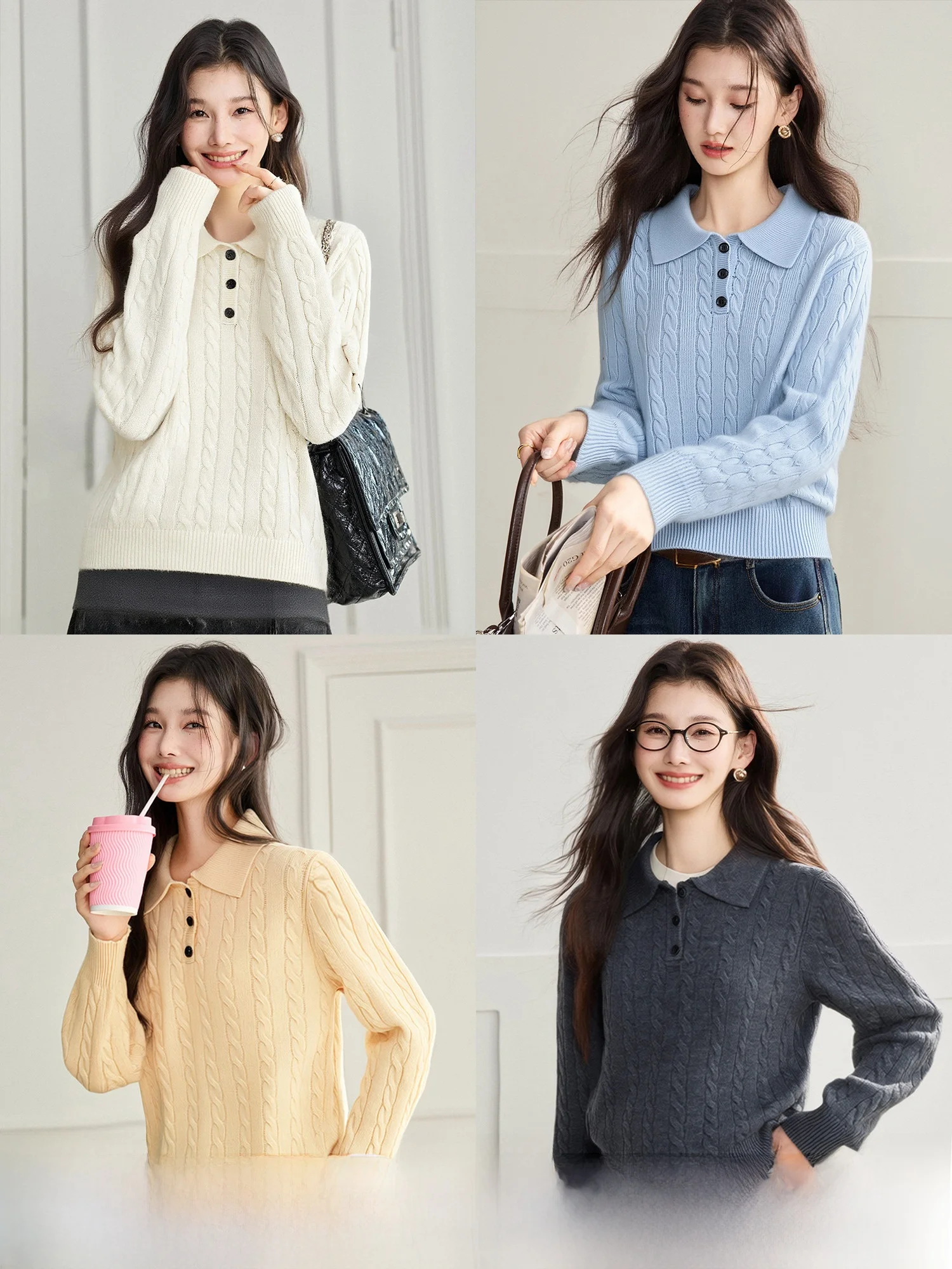 

Lily Twisted Knit 00% Wool Ne College Sle Knitted Sweater Women's Camere Knitwear Warm Simple Long Sve Slim Fit
