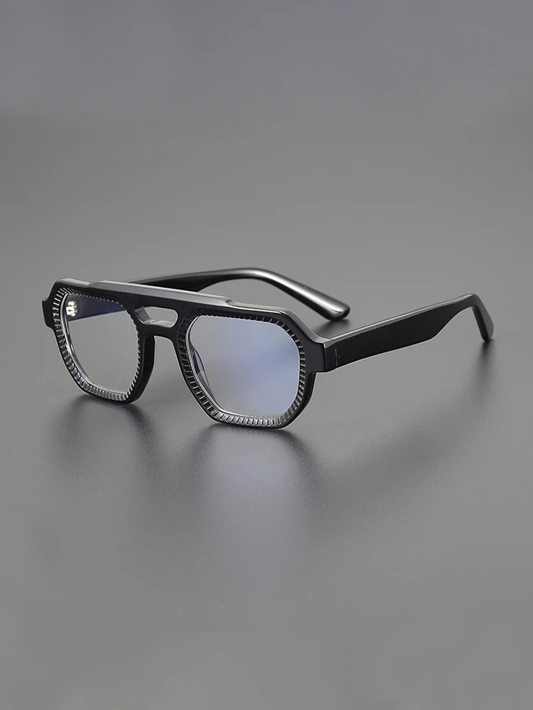 Niche square frame retro glasses frame literary men fashion double beam hipster cool thick frame optical prescription glasses