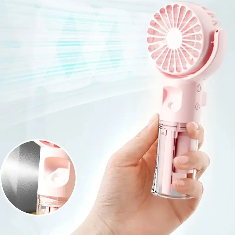 Portable handheld spray fan - USB charging mini humidifier fan, suitable for travel and outdoor use as a handheld fan