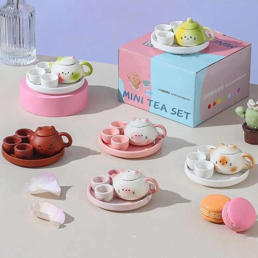 Chinese Style Mini Ceramic Teapot Ornaments Exquisite Traditional Milk Tea Lid Accessories Smooth Ceramic Cat Ear Pot