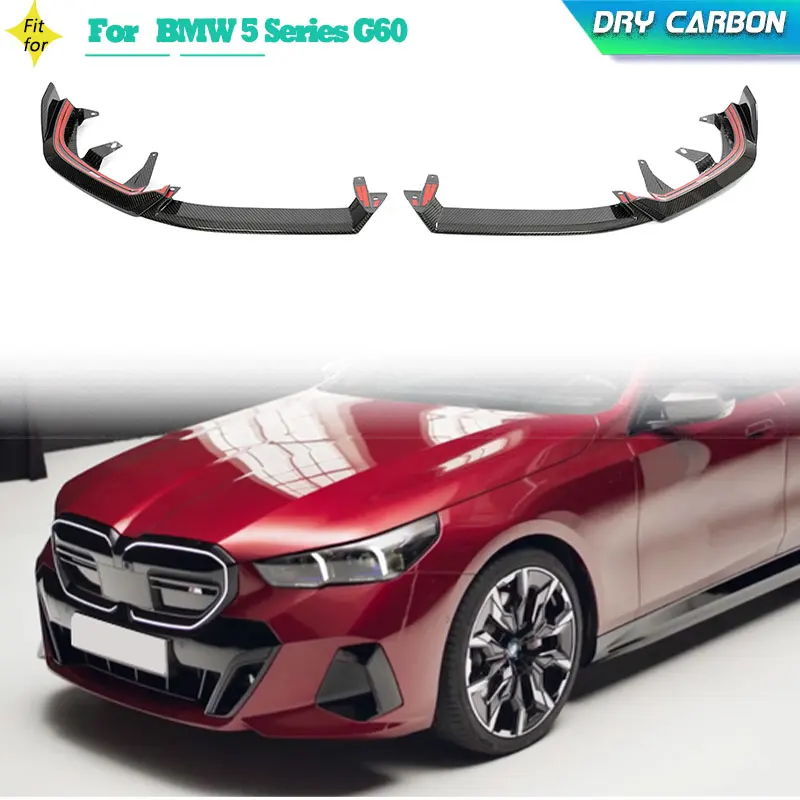 

Сухой карбоновый автомобильный передний бампер, спойлер для BMW 5 серии G60 M-Sport 2024, автомобильный гоночный передний бампер, фартук для подбородка, Защитные комплекты для кузова