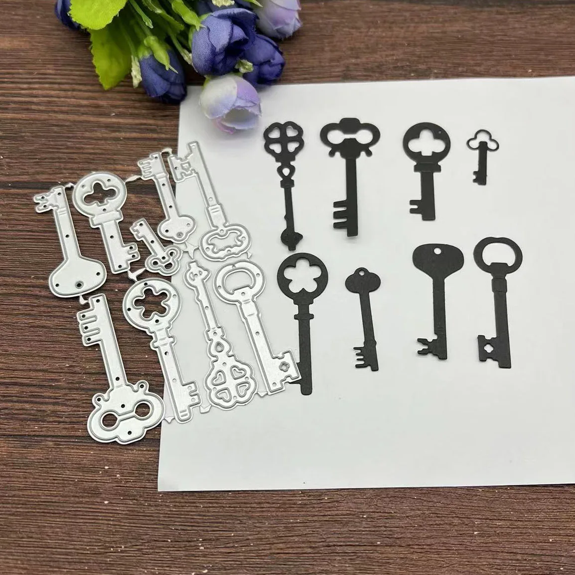 9 sztuk klucze w stylu Vintage zestaw metalu wykrojniki szablony dla DIY Scrapbooking dekoracyjne wytłaczanie rzemieślnicze szablon