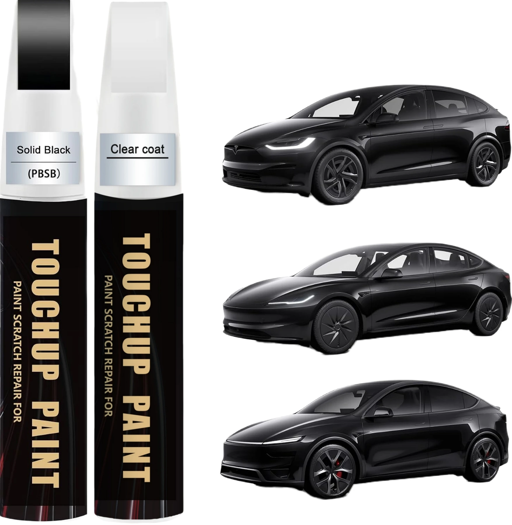 Solid Black PBSB for Tesla Touch Up Paint Kit[2K Clear Coat Included],Exact Color Match Touch Up Paint