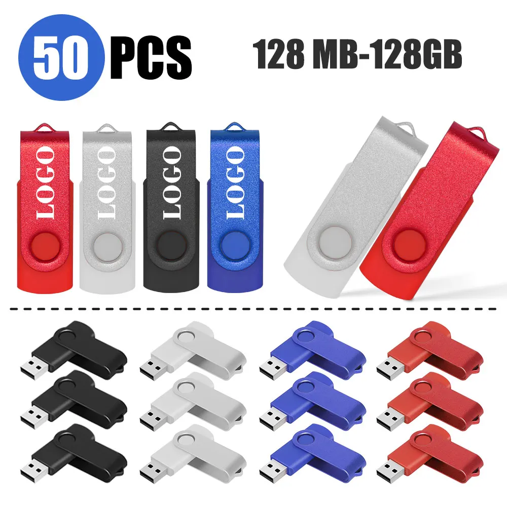 50 PCS Lot USB 2.0 Flash Drive Pendrive 1GB 2GB 4GB Pen Drive 8GB 16GB Memory Stick 32GB 64GB Free Custom Logo