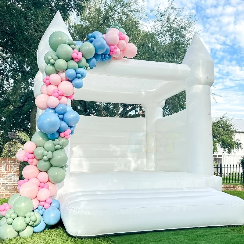 Commercial Adults Kids Pastel Party Moon Walk Bouncer Inflatable White Wedding Bouncy Jumping Castle White Bounce House for Sale
