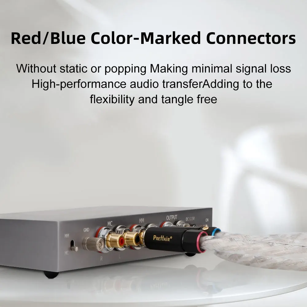 Prefair Audiophile kabel RCA Stereo HiFi kabel interkoneksi Audio berlapis perak dengan colokan berlapis emas 24K untuk Amplifier