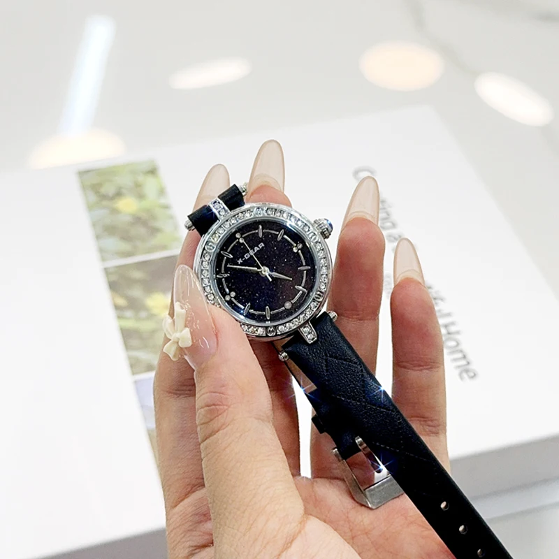 X-GEAR New Luxury Exquisite Elegant Starry Dial Women Quartz Watch Stainless Steel Band Fashion Watch  Gift For Friends Family