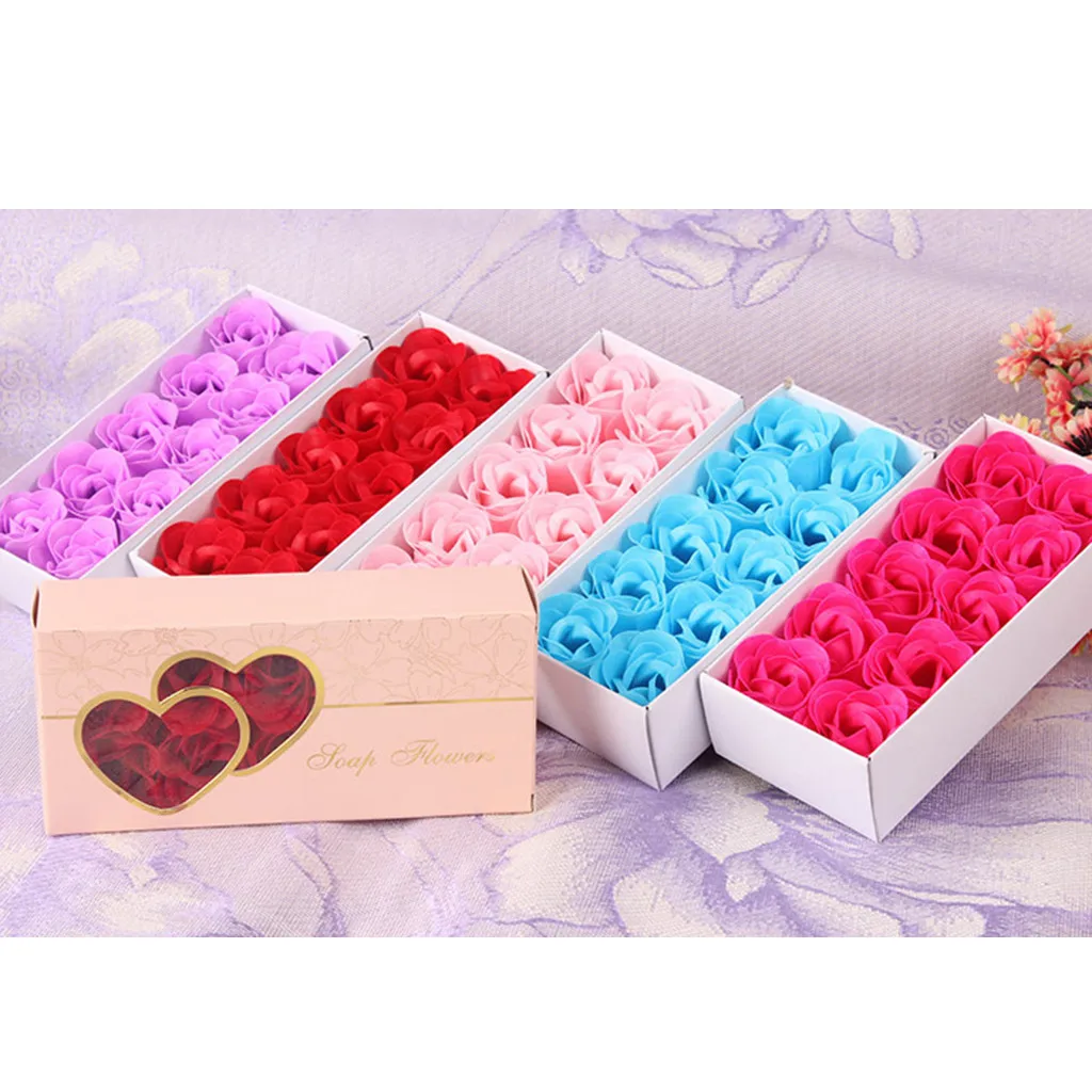 Scented Bath Body Petal Rose Flower Soap Wedding Decoration Gift Best 10pc Multicolor Solid Rose Antibacterial Soap