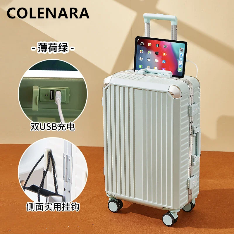 COLENARA Suitcase 28-inch Large-capacity Trolley Case 20 Strong and Durable Boarding Box Student USB Charging Cabin Luggage