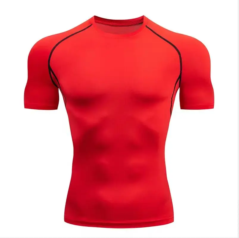 Men Bodybuilding Sports T-Shirt Quick Dry Running Shirt Short Sleeve Compression Top Gym T Shirt Men Fitness Tight Rashguard