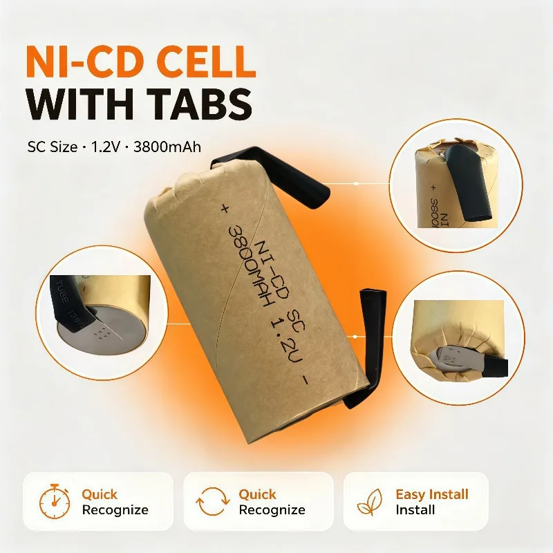 1.2V 3800mAh SC NI‑CD Rechargeable Battery 100% Brand‑New Welding‑Ready Cell For Electric Screwdriver Drill Repair Tools