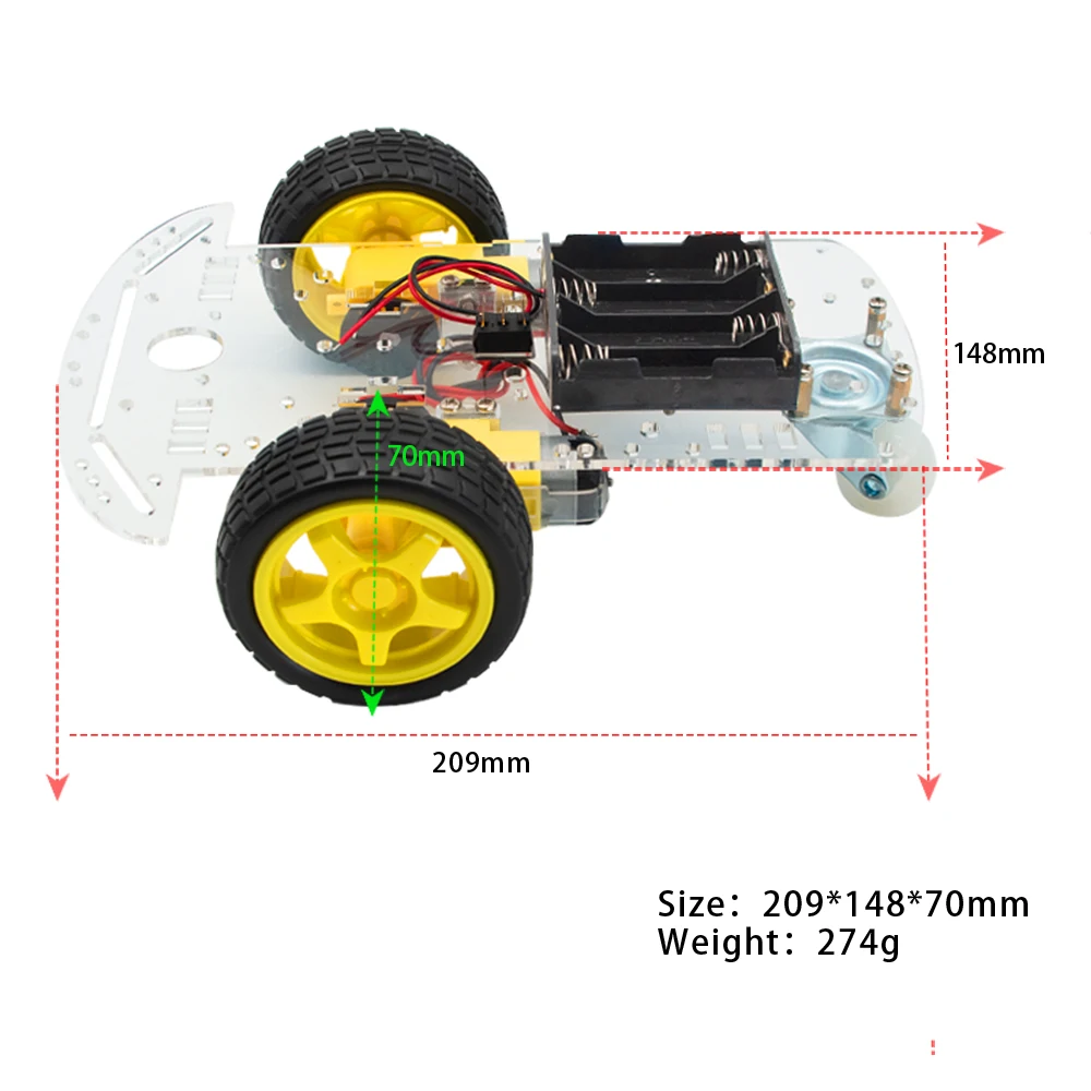 Keyestudio 2WD Smart Robot Car Chassis For Arduino Robot  With DIP Switch + AA Battery Case DIY Robot Car Kit DIY Electronic kit