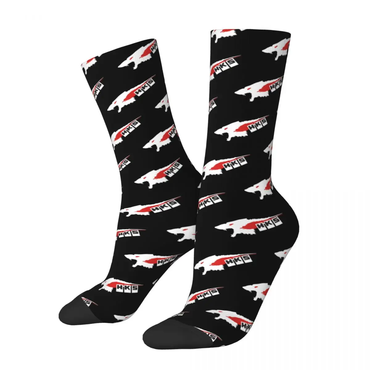 Hip Hop Vintage HKS Wolf Crazy Men's compression Socks Unisex HKS Street Style Pattern Printed Funny Novelty Happy Crew Sock