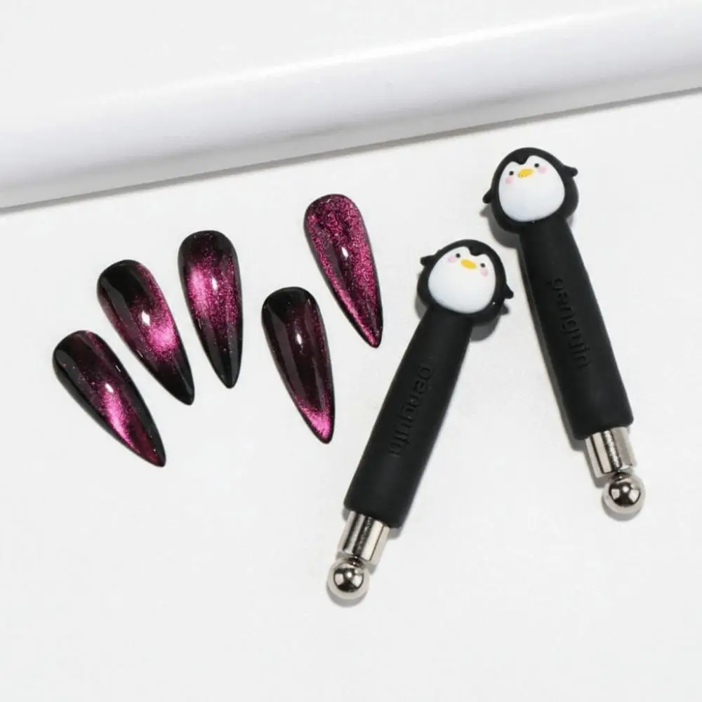 Penguin Shape Cat Eye Nail Magnet Wide Light Glass Bead Effect Uniform Magnetic Force Cylindrical Cat's Eye Magnet
