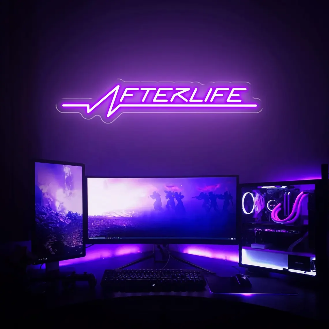 لافتة الحياة النيون Cyberpunk جدار ديكور لعبة غرفة النوم بار نادي المنزل علامة مخصصة للاعب شخصية بعد هدية #3