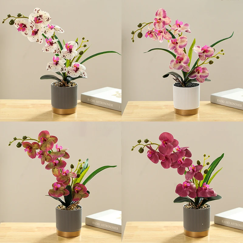 Artificial Plants Medium Bonsai Fake Butterfly Orchid Beautifying Home Decor perennial Blooming Plants Bonsai Room Decoration