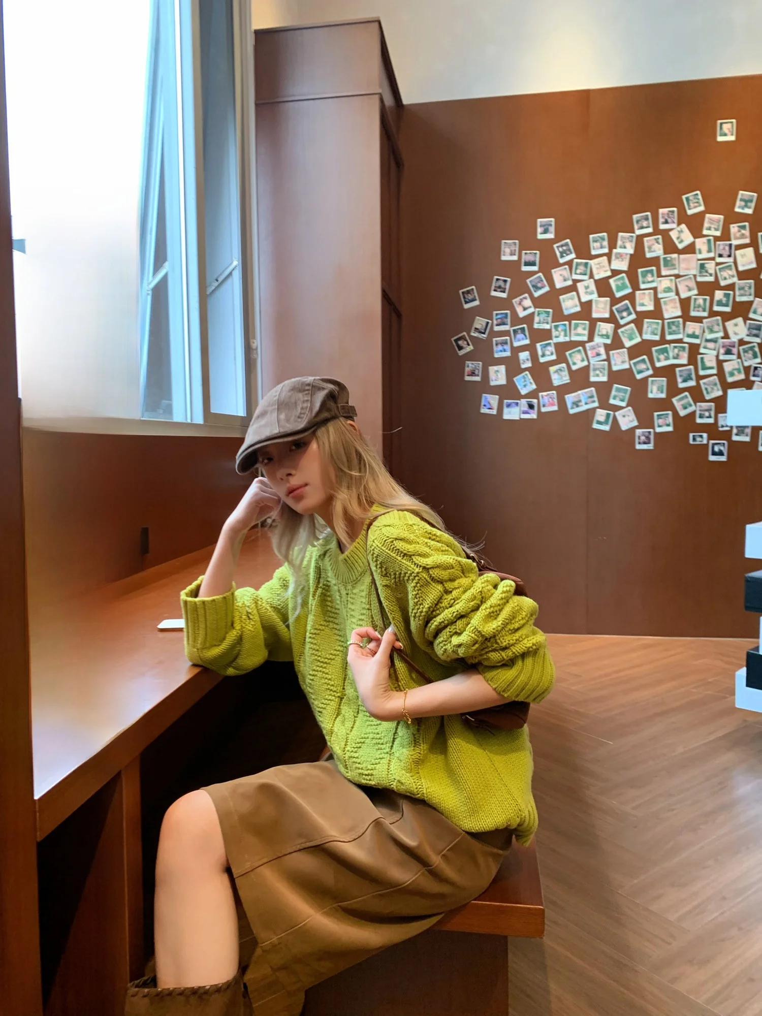 

Ladies Loose Lazy Knitted Sweater Winter New Sle Twist Head over Loose Fit Comfortable Warmth Color round Ne Long S...