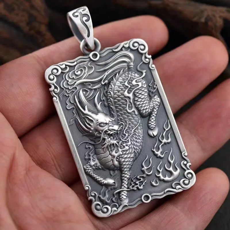 New S925 silver Mountain Tiger pendant men's Domineering Dragon brand retro accessories men's luxury birthday gift pendant