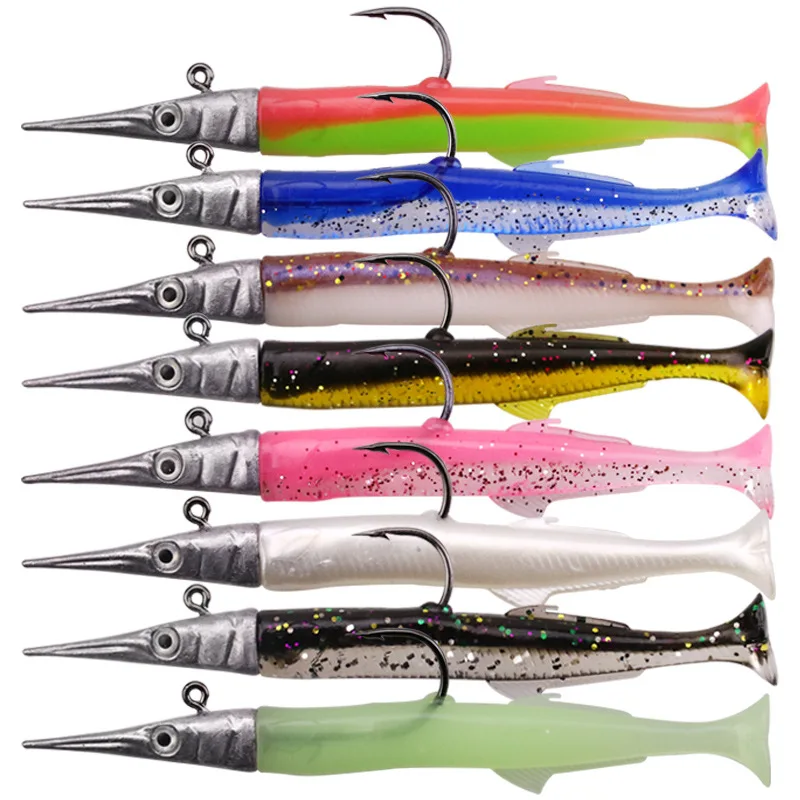 

Fishing Lure Sinking Jig Head Fish Soft Bait Single Hook T Tail Jigs 14g Tuna Fish Artificial Lures