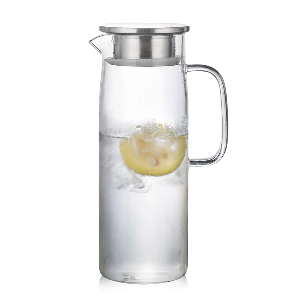 1/1.2/1.5L Transparent Summer Glass Teapot Heat-Resistant Large Capacity Flower Tea Set Clear Removable Filter Cold Water Kettle