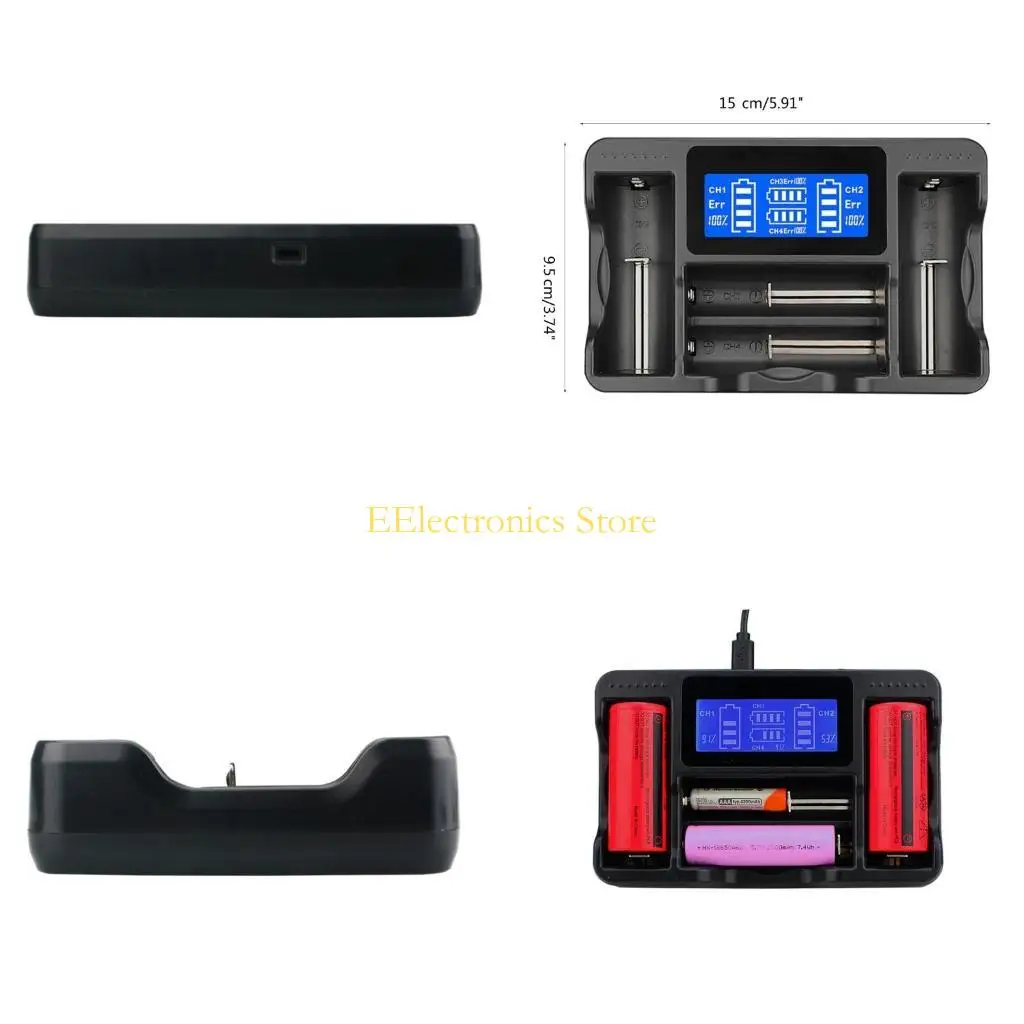 B03C ЖК-дисплей аккумуляторного зарядного устройства 4-канал для 18490 18500 18350 17670 16340 RCR123A 14500 1044440 батареи