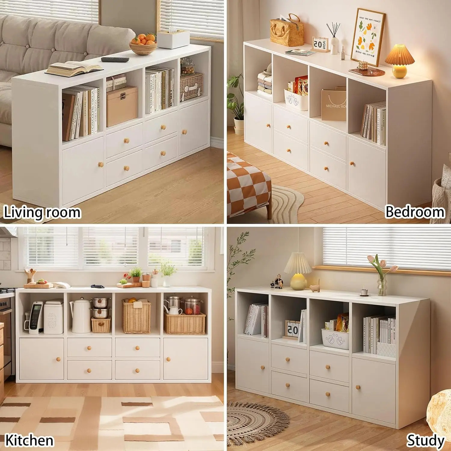 Storage Cabinet, Sideboard with Drawers, Home Coffee Bar Bins, Dining Sideboard with Doors, Bedside Bookshelf Display Cabinet fo image 6