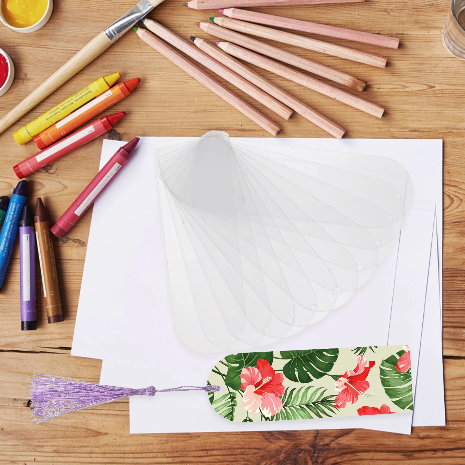 

1Set Transparent Bookmarks Delicate Tassels Pendant Design Premium Material Lightweight for Study Reading