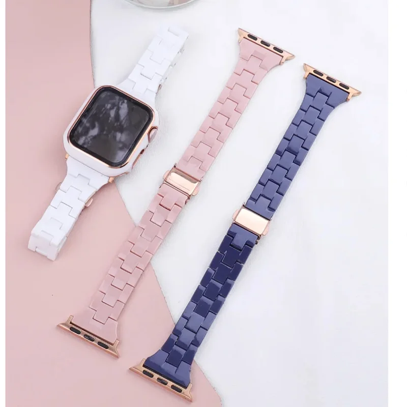 Resin slim strap for apple watch band Ultra 2 49mm 44mm 40mm 42mm correa belt bracelet iwatch series 5 4 3 se 6 7 8 9 45mm 41mm