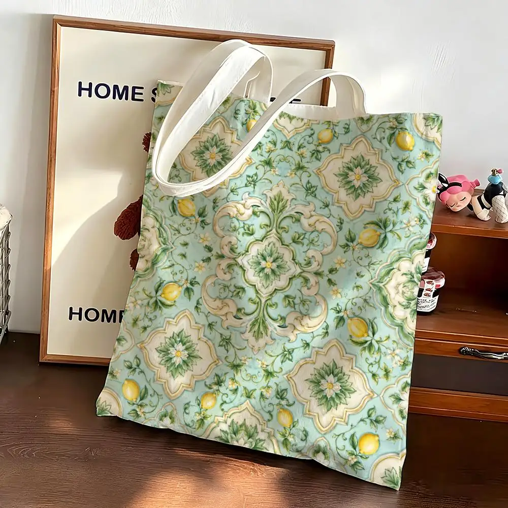 Mediterranean Baroque patterns Storage Bags Canvas bags are suitable for going to class, shopping, gifts, and commuting