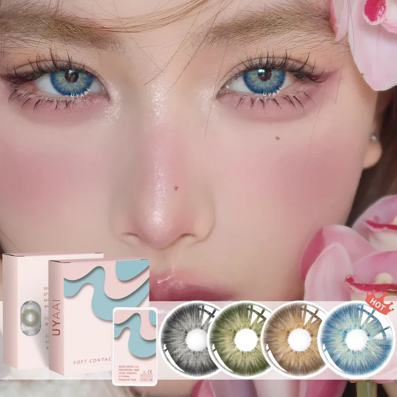 Lentes de Contato Coloridas UYAAI para Olhos, Lente Natural Colorcon, Beleza e Saúde, Alunos Coloridos, Atacado, 2 Unidades, 1 Par