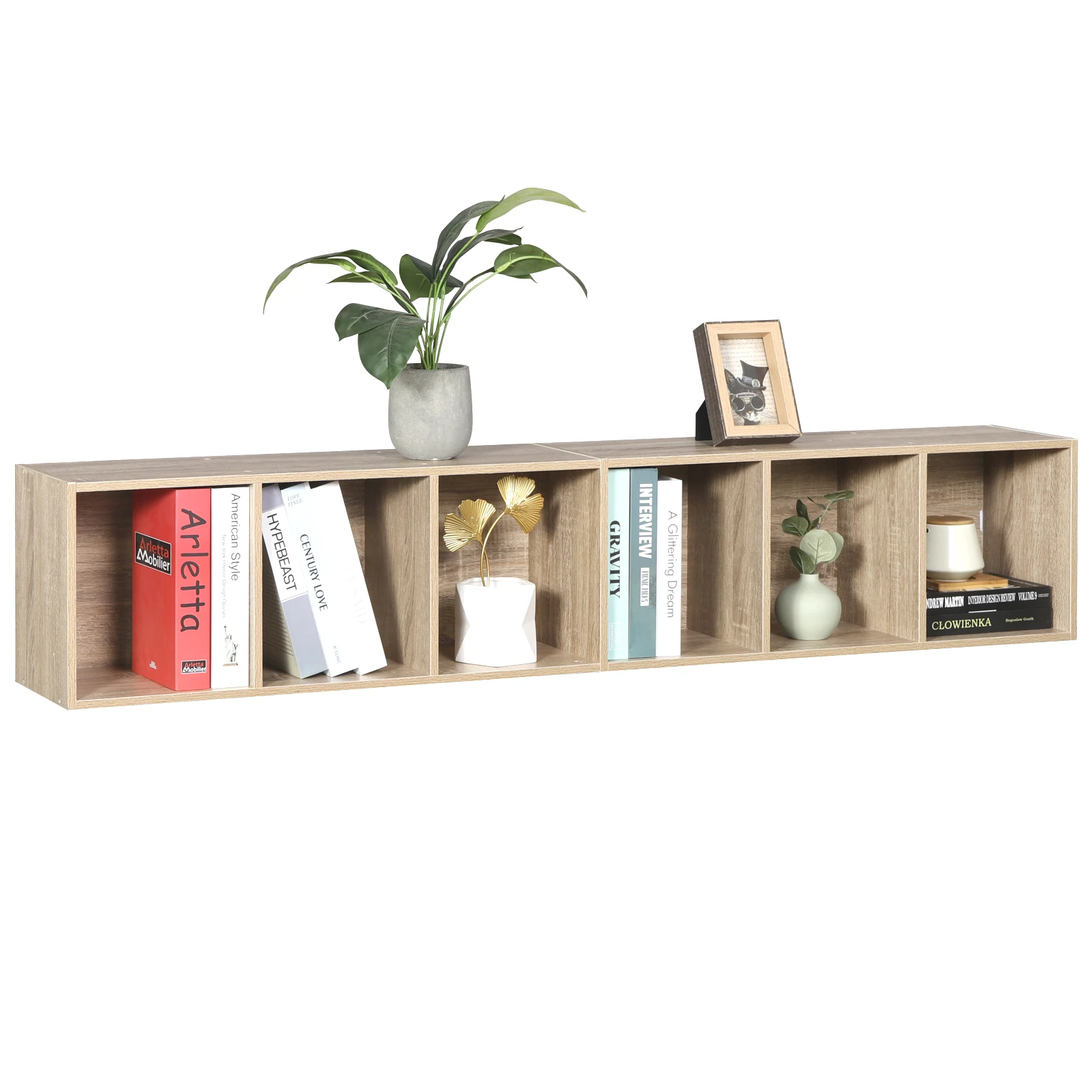 WOLTU Modernes MDF-Bücherregal mit 6 Fächern, 30 x 23,5 x 158,4 cm, Aufbewahrungsregal für Büro, Wohnzimmer, Lesezimmer, Zuhause