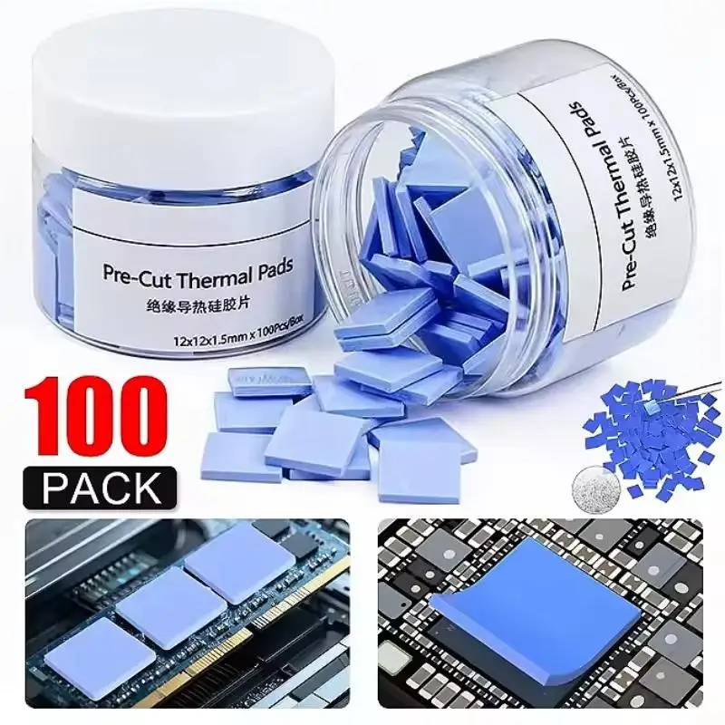 Thermal Pads 100pcs 6W High Thermal Conductivity for IC Heat Sink Chip Server Motherboard Cooling Maintenance Parts