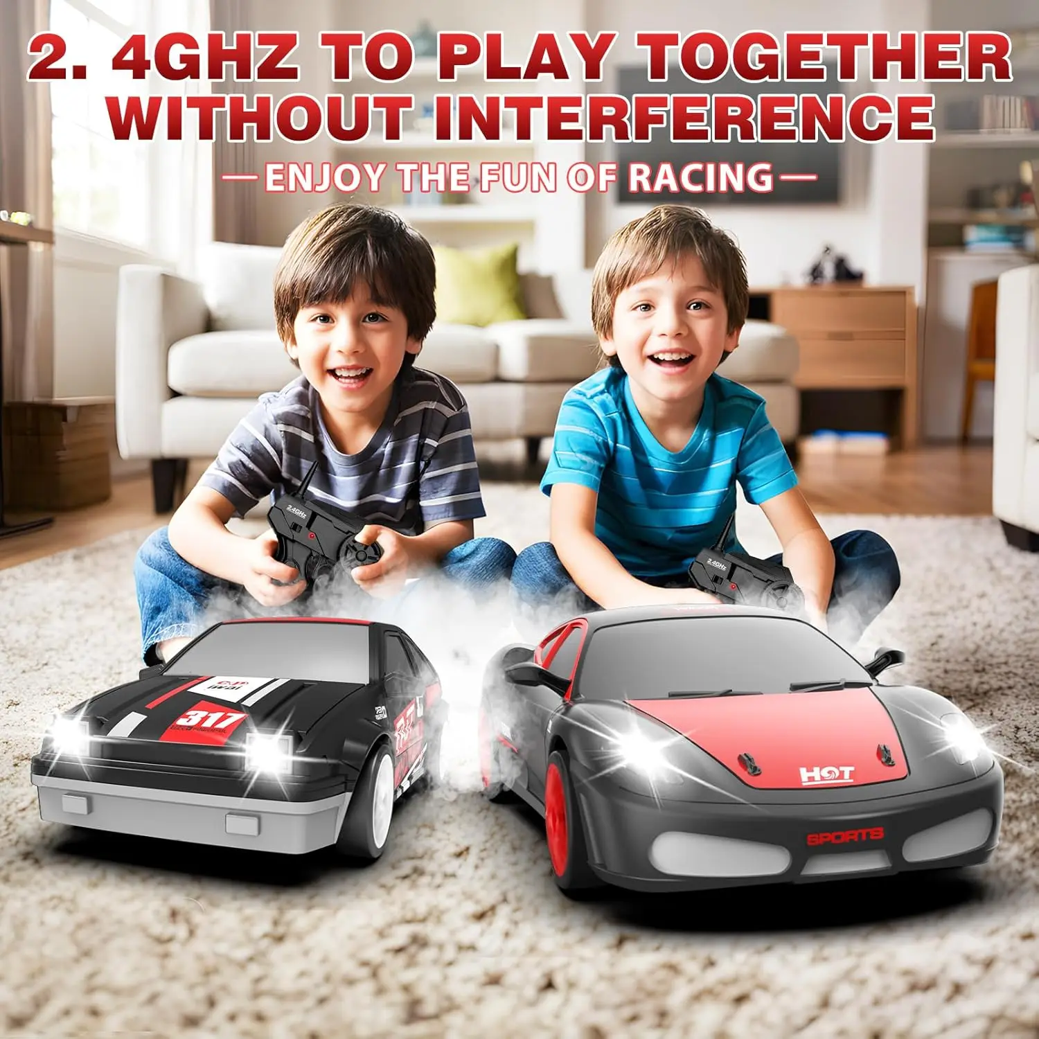 1:24 RC Racing Cars รีโมทคอนโทรลความเร็วสูง 2.4G รถมินิ 4WD ขนาดเต็มการแข่งขันรถแข่งของเล่นเด็ก