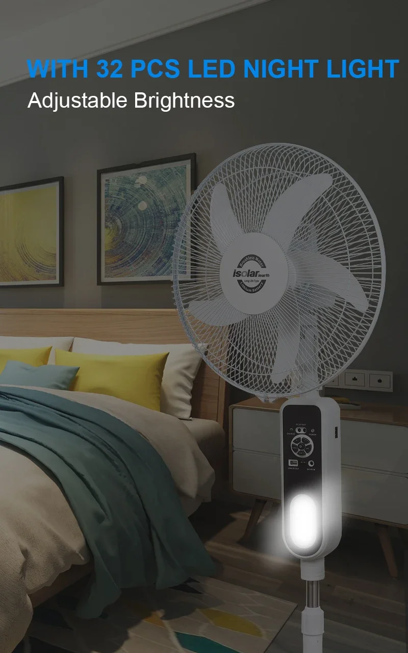 Supplier 16 18 inch  Good Price Portable Electric Fan with Solar Panel Power Battery Rechargeable Standing Fan