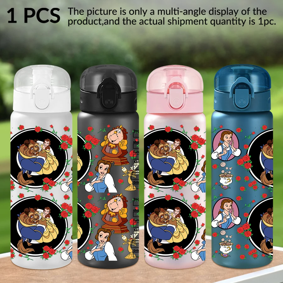 

1Pc Disney Belle Rose pattern 26oz plastic water bottle outdoor sports water cup birthday/homecoming gift