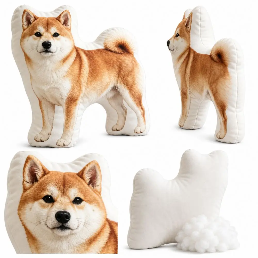 Dog Shaped Pillow Animal Throw Pillow Decorative Animal Pillow PP Cotton Filling Shiba Dog Cushion Contoured Shape