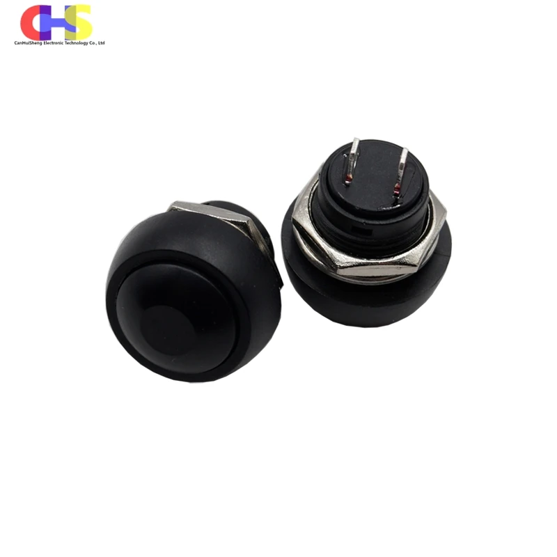 2pcs PBS-33B Reset PBS-33A Locking Round Small Waterproof Button Switch 250V 3A PBS33B PBS33A 2 Pin Installation hole 12mm