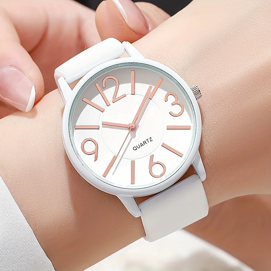 Relojes de Pulsera de Cuarzo para Mujer con Esfera Árabe, Correa de Silicona Informal, Reloj de Pulsera para Estudiantes, Relogio Feminino