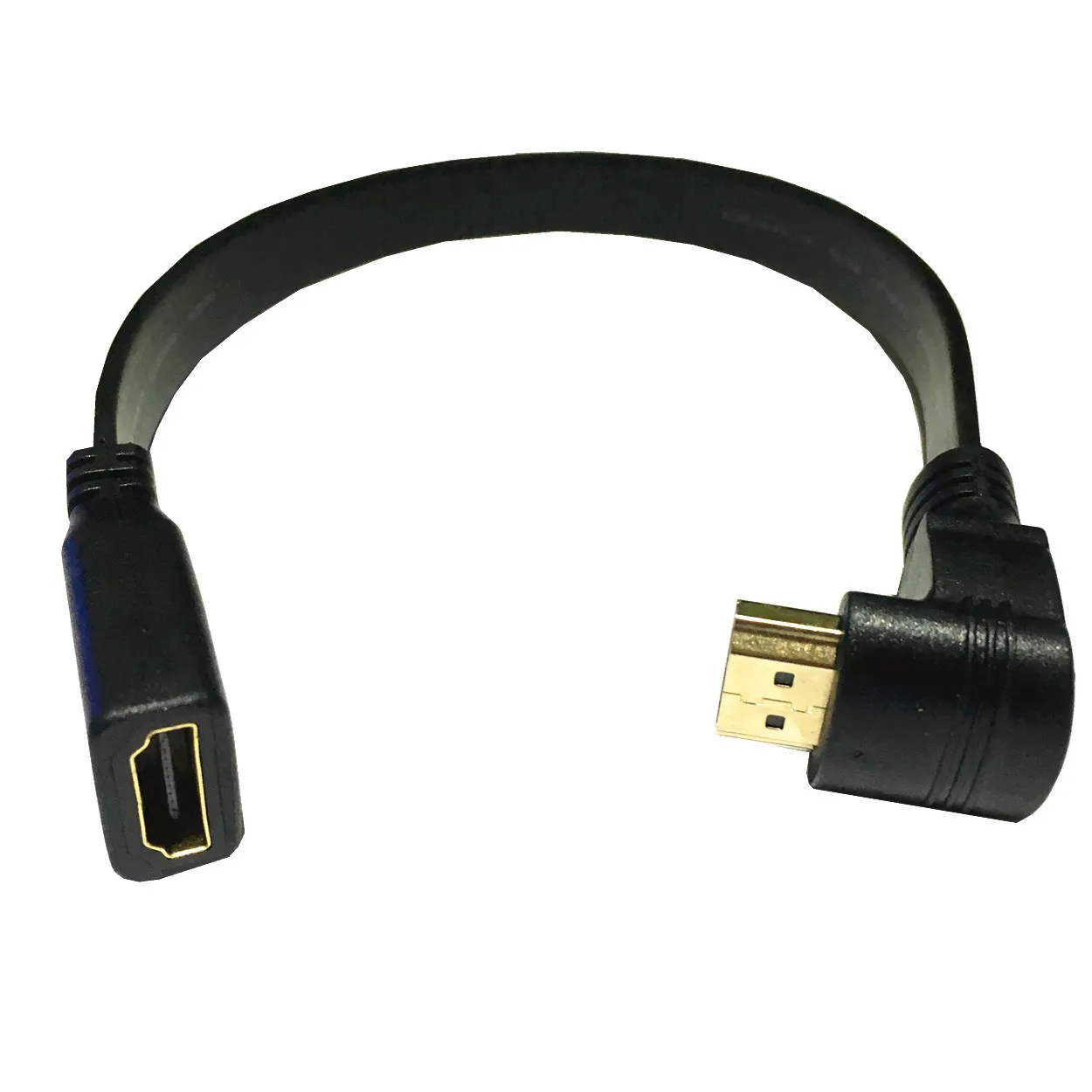 1FT شقة ضئيلة عالية السرعة HDMI تمديد كابل أنثى إلى ذكر 90 درجة أسفل/أعلى زاوية الحبل AM/AF