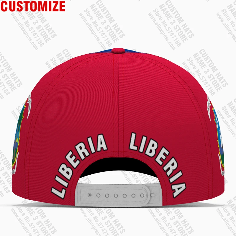 Liberia Male Youth Diy Free Custom Made Name Number Hat Nation Flag Lr Liberian Country College Print Photo Baseball Caps