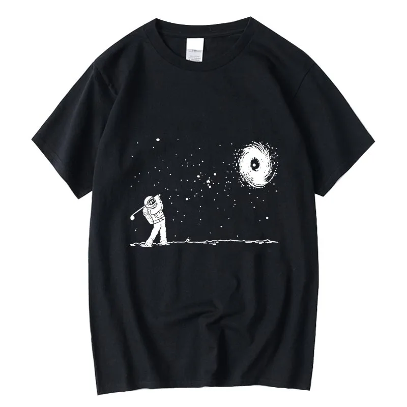 Men\'s High Quality 100% cotton Funny astronaut print t shirt loose o-neck men tshirt short sleeve t-shirt male tee tops