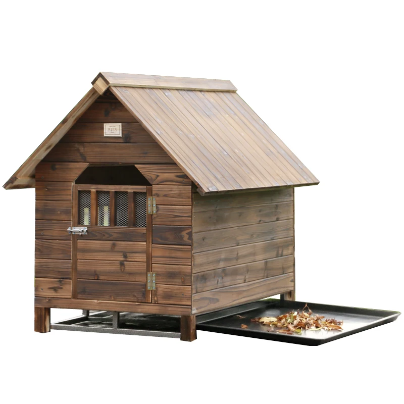 

Wooden dog house with toilet, outdoor solid wood carbonized pet house, pet house, dog house