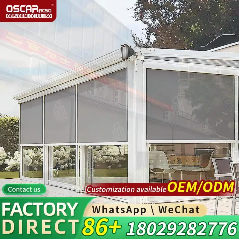 Outdoor Porch Enclosure Kit Bespoke Green Container Solar Powered Weather Resistant Garden Balcony Patio Rolling Blind