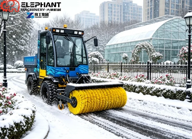 Warm Cabin AWD Multi Purpose Snow Cleaner Hydraulic Hopper Lift Engineering Snow Tires For Construction Site